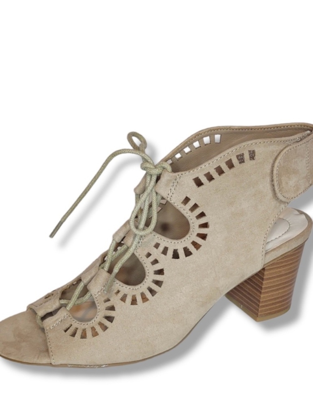 Relativity Re-Serena Women's Lace-Up Cutout Block Heel Sandal - Beige
